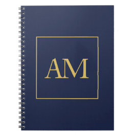 Cuaderno Colores Oro Azul Monograma Letras Iniciales