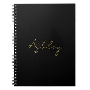 Cuaderno Colores Oro Negro Profesional Moderno de Moda Nomb