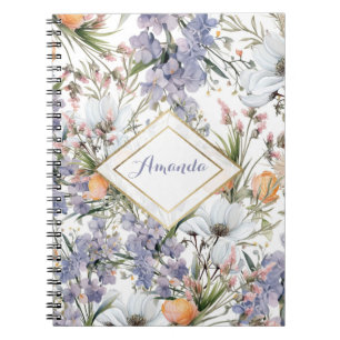 Cuaderno Colores pastel botánicos flor silvestre verano flo