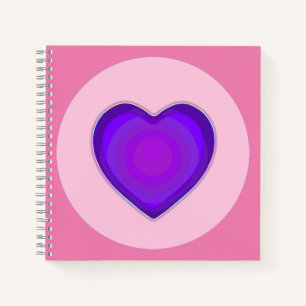 Cuaderno Colores pasteles y corazones morados golpeando