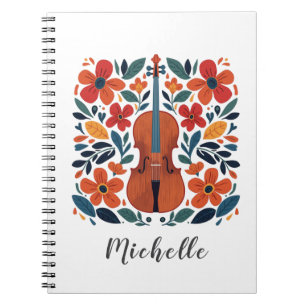Cuaderno Colores Personalizados Flor de Jardin Boho Violín 