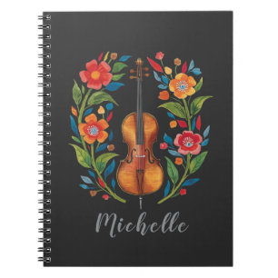 Cuaderno Colores Personalizados Flor Silvestre Boho Violín 