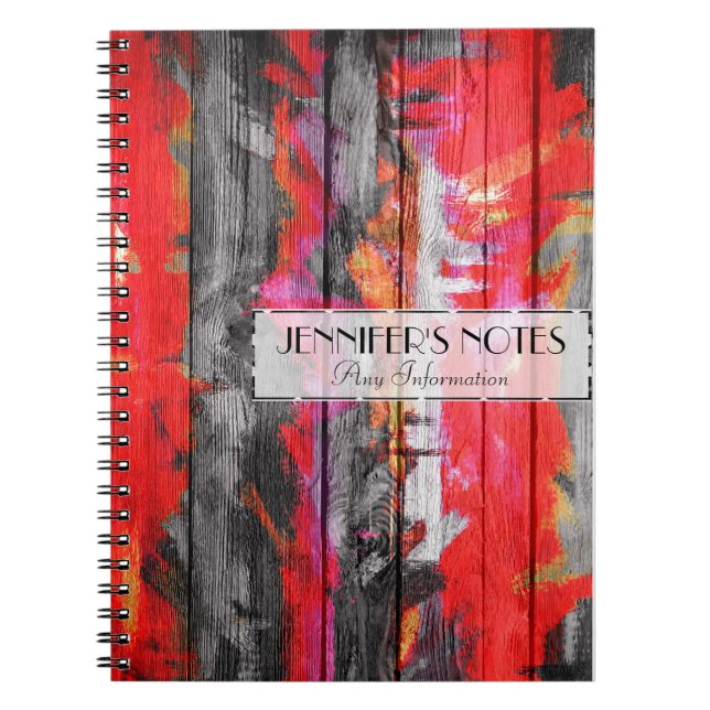 Cuaderno Colores pintados Aspecto de madera #3 (Frente)