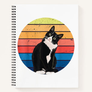 Cuaderno Colores retro de regalo de gato de Tuxedo para ama