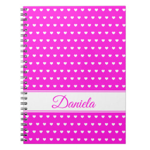 Cuaderno Colores Super Cute Corazón Rosa Y Blanco, Nombre