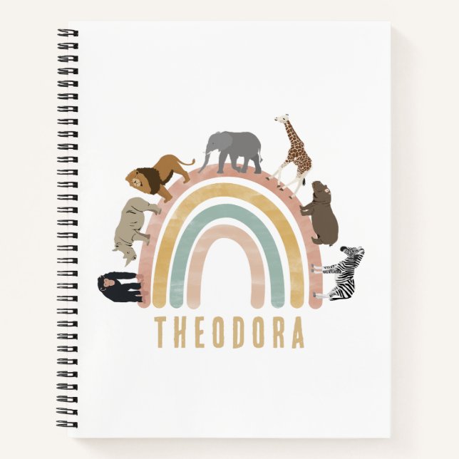 Cuaderno Colores Terrosos Animales de la Selva Arcoíris Acu (Anverso)