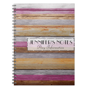 Cuaderno Colores Vintage Rayas Aspecto Madera #8