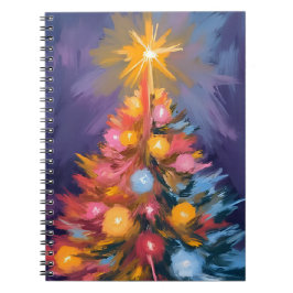 Cuaderno Colorful Christmas Tree Lights Watercolor