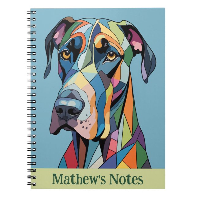 Cuaderno Colorful Cubist Great Dane  (Frente)