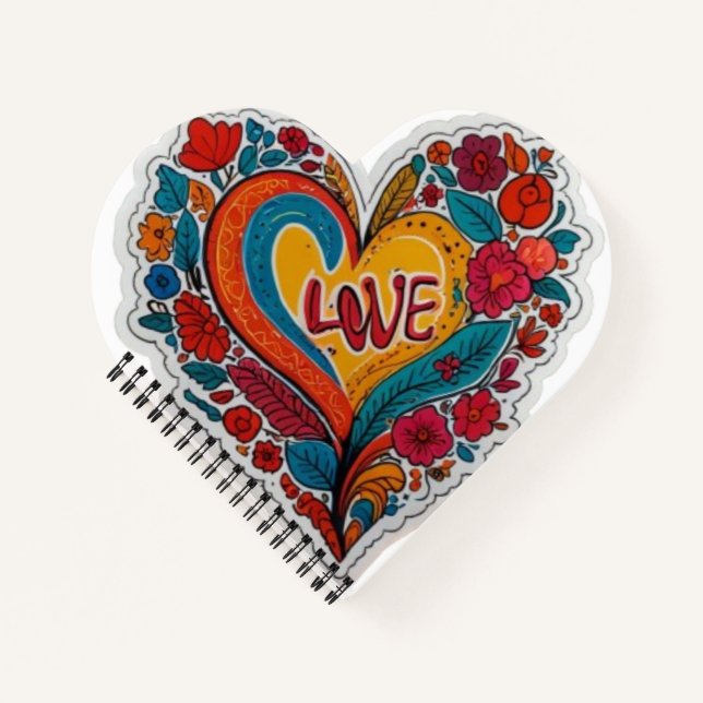 Cuaderno Colorful Floral Heart Love  | Romantic Design (Anverso)