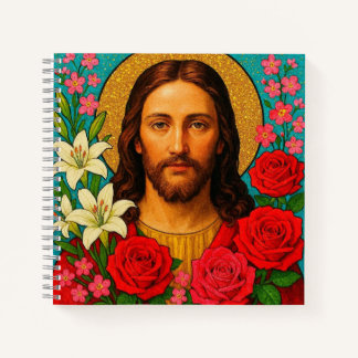 Cuaderno Colorful Flowers Jesus Notebook.