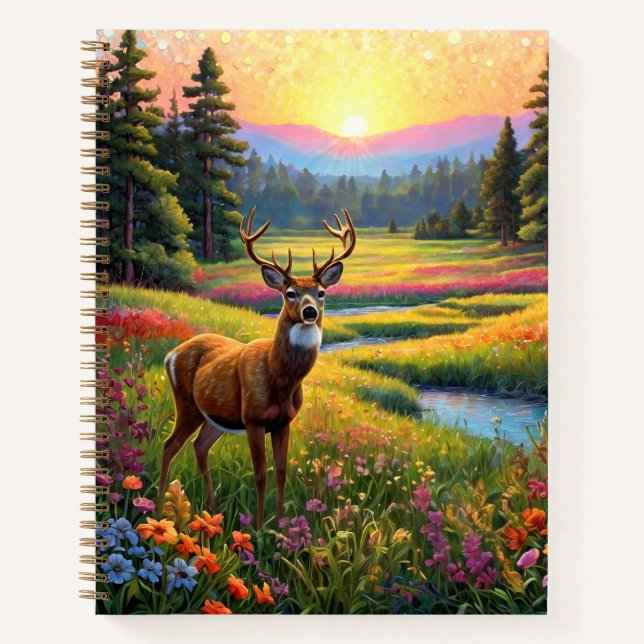 Cuaderno Colorful Forest Colors and Deer art (Anverso)