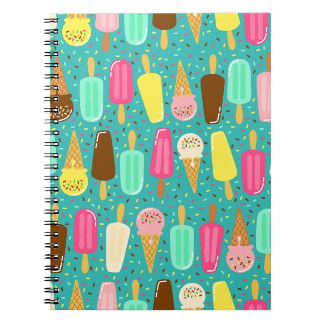Cuaderno Colorful Ice Cream Pattern Summer  (Frente)