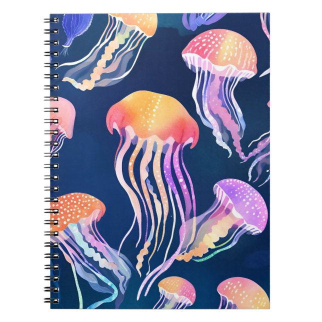 Cuaderno Colorful Jellyfish | Ocean Animal Watercolor (Frente)