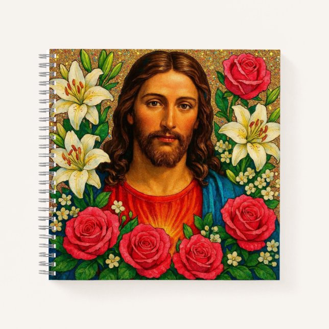 Cuaderno Colorful Jesus Floral Notebook. (Anverso)