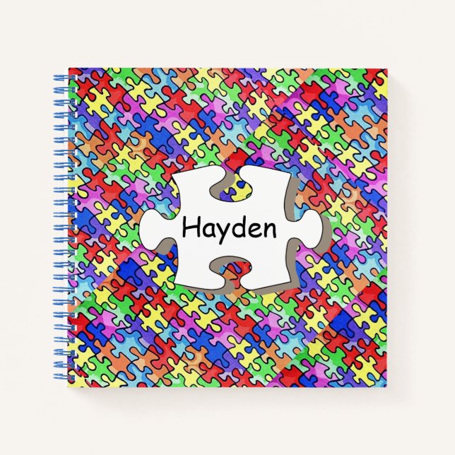 Cuaderno Colorful Jigsaw Puzzle Pattern Personalised (Anverso)