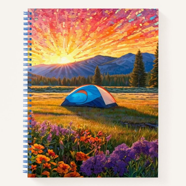 Cuaderno Colorful Meadow Flowers Camping Tent Art (Anverso)