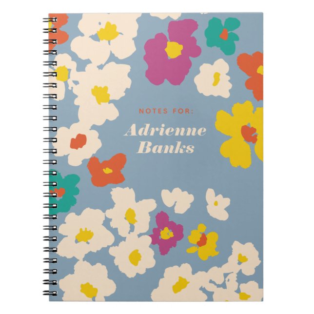 Cuaderno Colorful Modern Flowers Personalized (Frente)