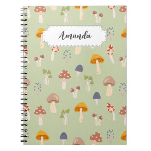 Cuaderno Colorful Mushrooms Pattern - Custom Name