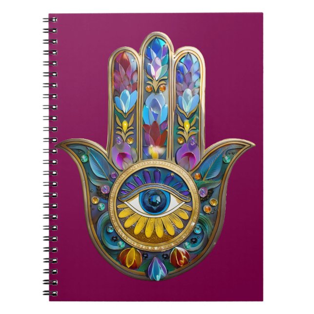 Cuaderno Colorful Petals Leaves Hamsa Sapphire Third Eye (Frente)