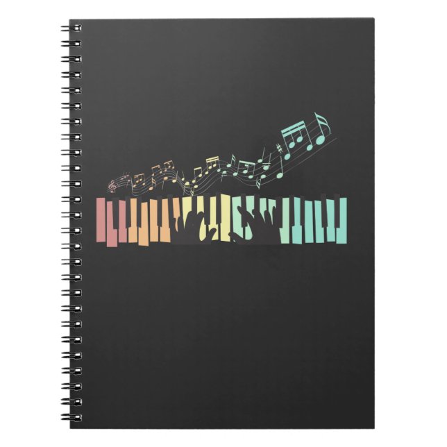 Cuaderno Colorful Piano Music Notes Keyboard Player Pianist (Frente)