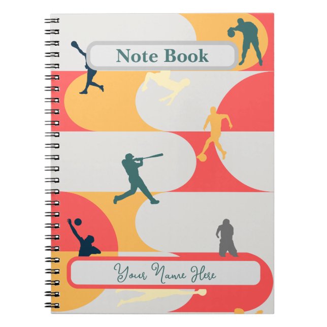 Cuaderno Colorful Retro Multi-Sport Silhouette Personalized (Frente)