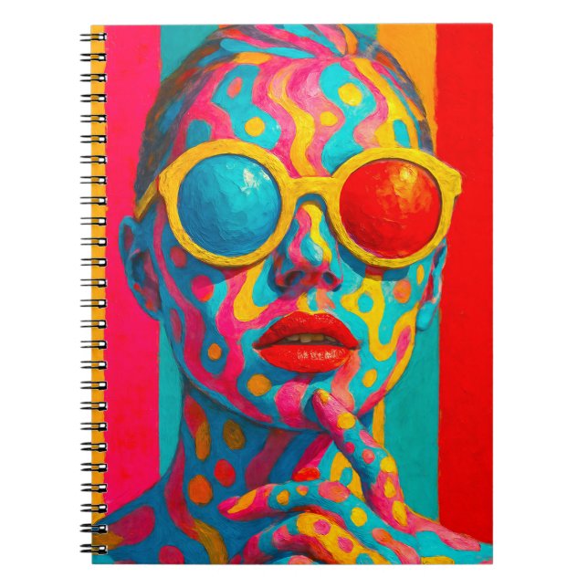 Cuaderno Colorful Vibes - Bold Pop Art Portrait (Frente)