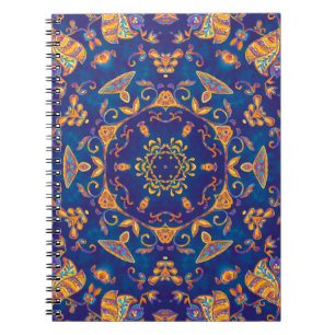 Cuaderno Colorida acuarela kaleidoscopio mandala. Oriental