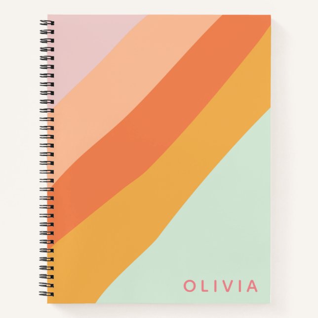 Cuaderno Colorida banda diagonal Retro Pastel Personalizado (Anverso)