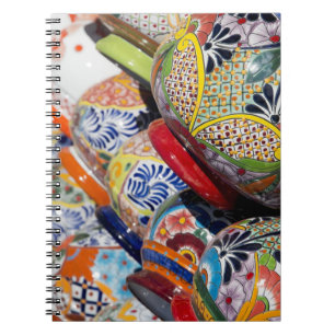 Cuaderno Colorida cerámica tradicional mexicana pintada a m