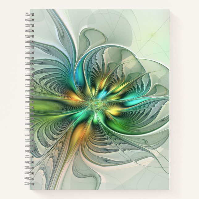 Cuaderno Colorida Fantasía Moderna Abstracto Flor Fractal (Anverso)