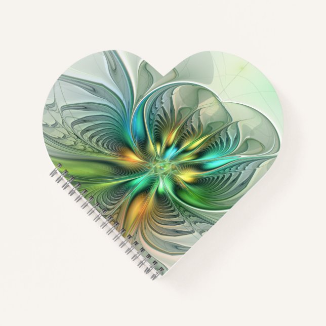 Cuaderno Colorida Fantasía Moderna Abstracto Flor Fractal (Anverso)