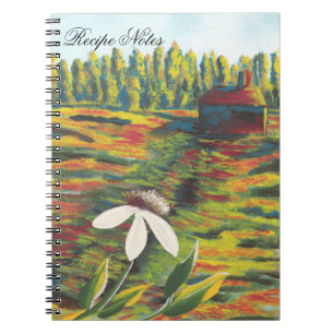 Cuaderno Colorida pintura de flores en la pradera