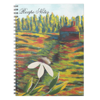 Cuaderno Colorida pintura de flores en la pradera