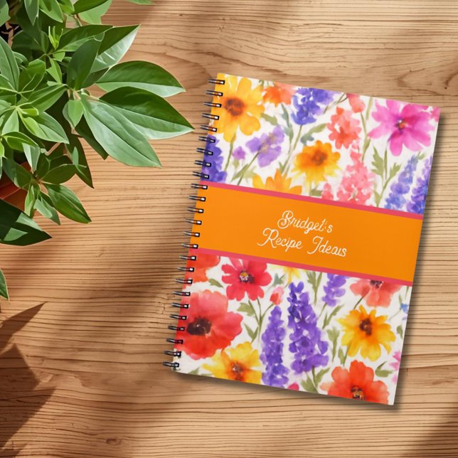 Cuaderno colorida receta de flor de jardín de verano brilla (Subido por el creador)