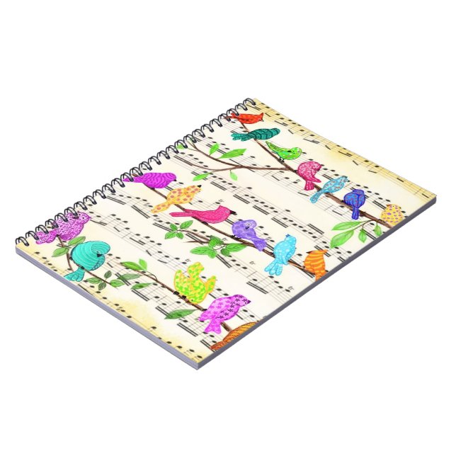 Cuaderno Coloridas Aves Musicales Primavera Bloc de notas (Lado Izquierdo)