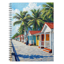 Cuaderno Coloridas Cabañas Tropicales Vibrantes de Playa