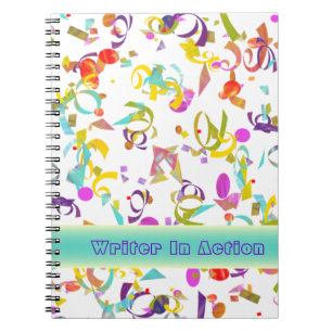 Cuaderno Coloridas Confetti Toss Sobre Plantilla Blanca