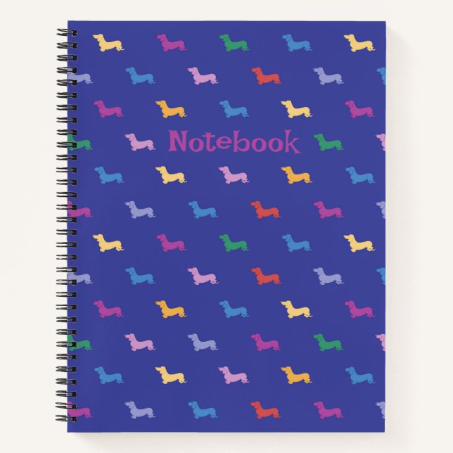 Cuaderno Coloridas Dachshunds Diversión Personalizar Espira (Anverso)