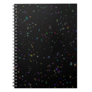 Cuaderno Coloridas estrellas brillantes en el cielo nocturn