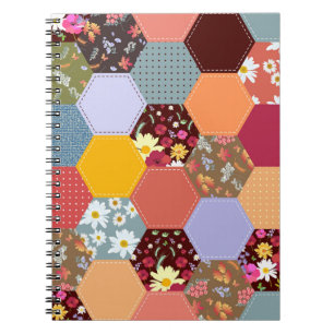 Cuaderno Coloridas flores de hexágono diseño de acantilado