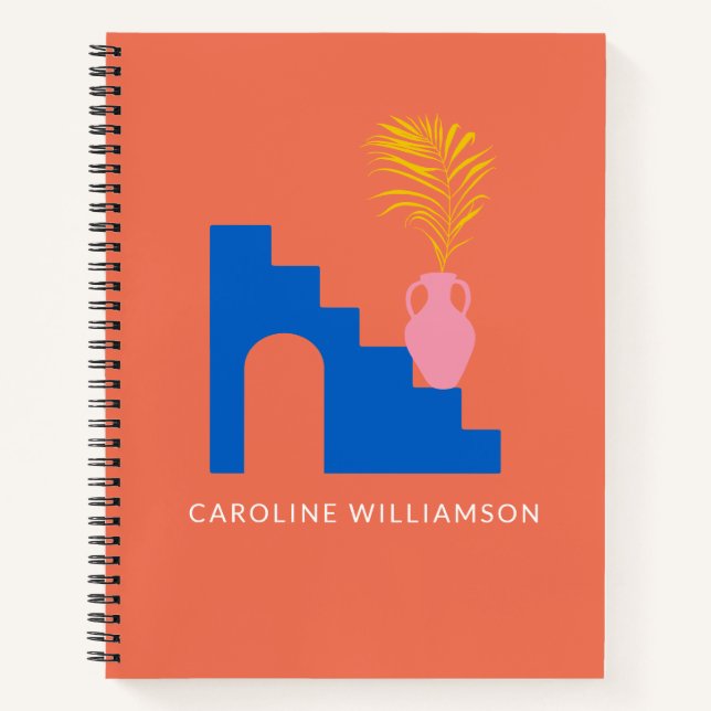 Cuaderno Coloridas Formas Botánicas Brillantes Personalizad (Anverso)