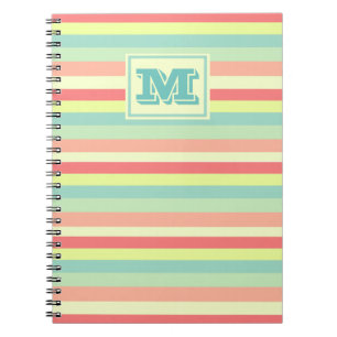 Cuaderno Coloridas franjas luminosas Monograma moderno