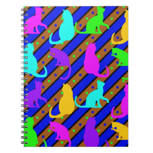 Cuaderno Coloridas gatos rayas y polkadots Arte animal