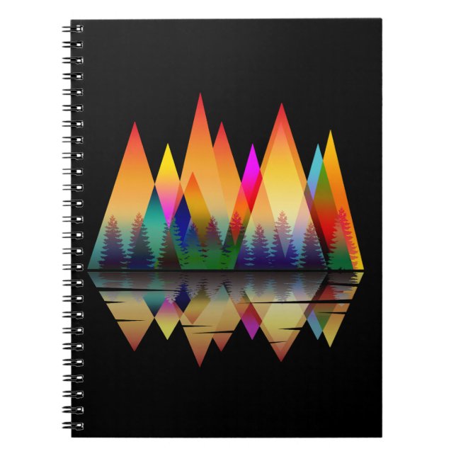 CUADERNO COLORIDAS MONTAÑAS FORMA BOSQUE NATURAL (Frente)
