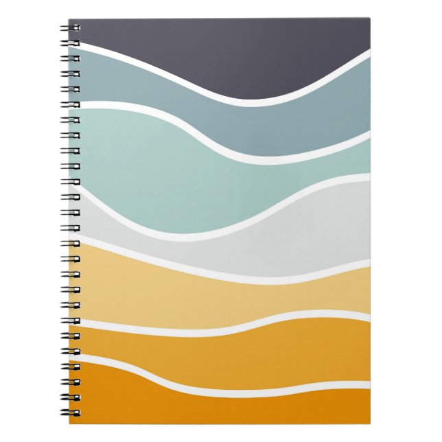 Cuaderno Coloridas olas de estilo retro en verano (Frente)