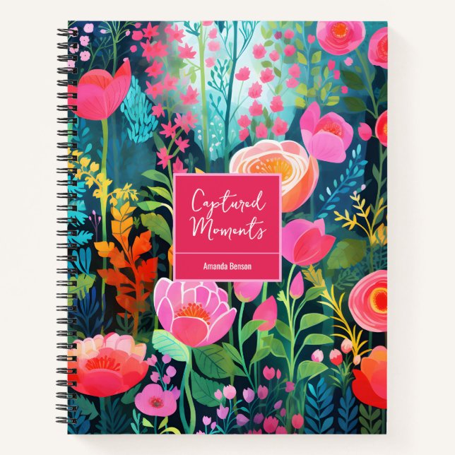 Cuaderno Coloridas rosas rosadas Estilo de pintura artístic (Anverso)