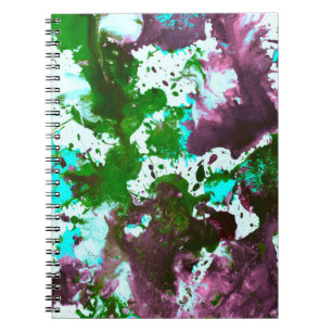 Cuaderno Colorido Abstract Splatter Paint Green y Purple