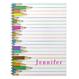 Cuaderno Colorido Art Pencils Nombre personalizado de vuelt