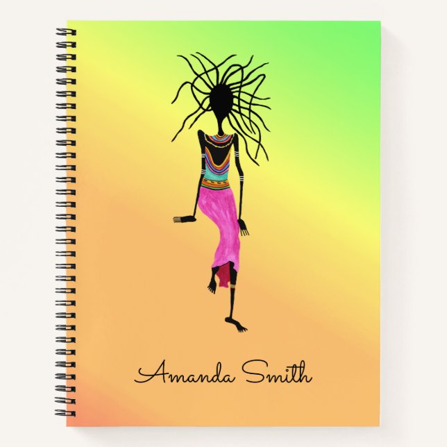 Cuaderno Colorido arte africano, impresionante guerrera (Anverso)